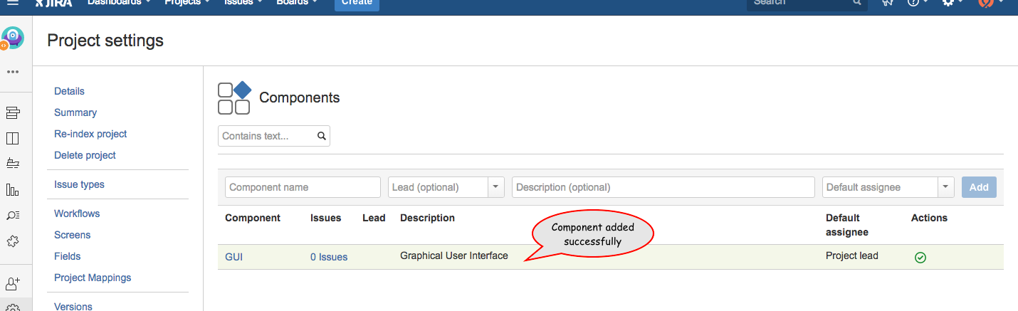 Create a Project Component in JIRA
